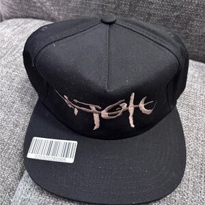 Travis Scott UTOPIA Black Snapback Hat with Beige Embroidered Logo